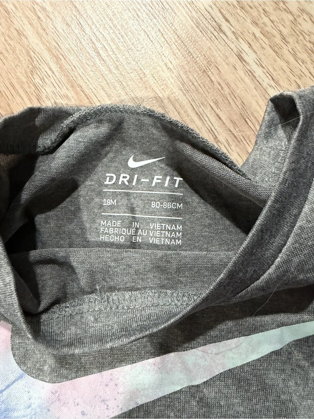 Nike Gray Dri-FIT Tee with Pastel Tie-Dye Swoosh